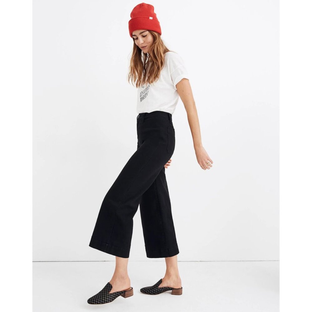 MADEWELL Emmett Wide-Leg Crop Pants in Black 26P